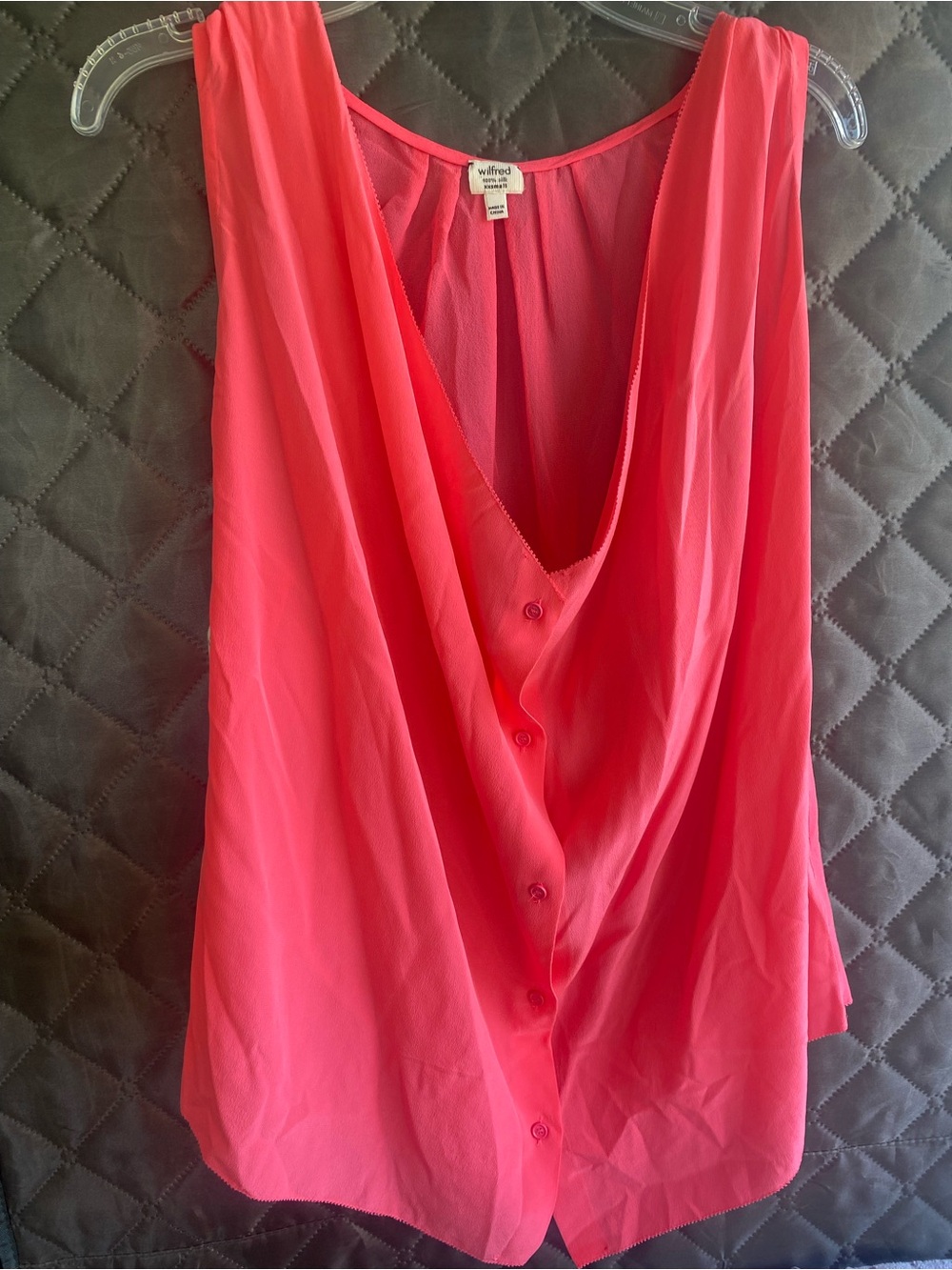 Silk Wilfred Sleeveless Neon Glow Draped Button-Front Top xxs NWT